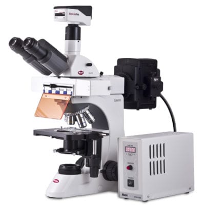 Motic BA410 trinocular sextuple microscope with EPI Fluorescence