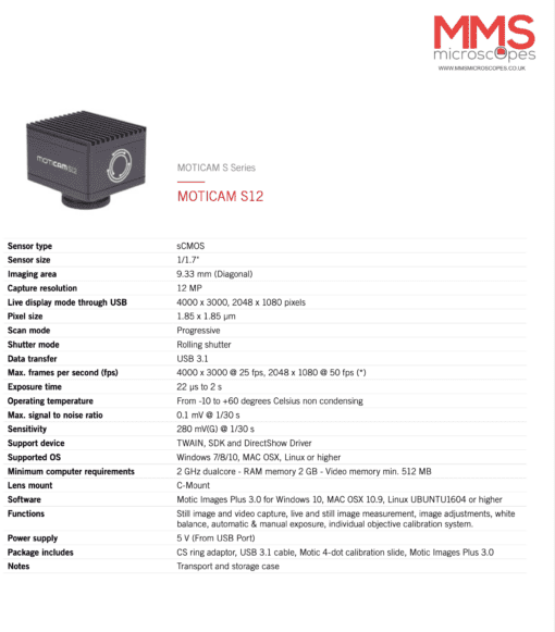 Moticam S12 USB 3.1 Product code 1100600101211 - Image 3