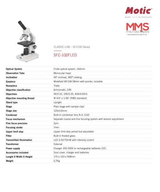 Motic Classic Education microscope series SFC 100FLED - Image 4