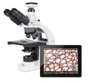 Motic Laboratory microscope BA310 with Moticam X Wi Fi microscope camera & tablet