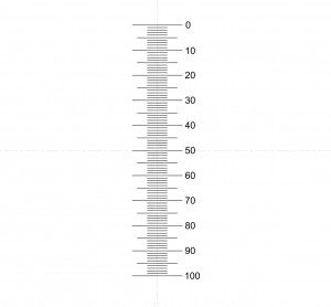 microscope Vertical Scale, 10mm/0.1mm Eyepiece reticle with 10mm length vertical scale subdivided into 100 x 0.1mm divisions