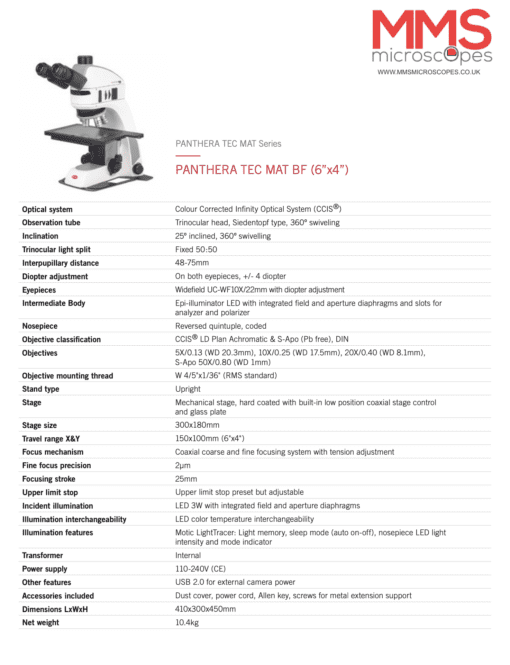 Motic Microscopes Panthera Tec Mat BF (6x4) 1100104600191 - Image 3